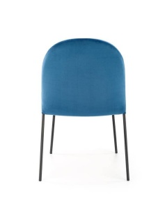 SCAUN DINING K443, ALBASTRU/NEGRU, CU TAPITERIE DIN CATIFEA SI PICIOARE DIN METAL, STIL MODERN - Img 4