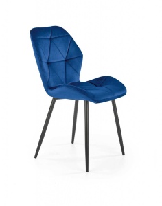 SCAUN DINING K453, ALBASTRU/NEGRU, CU TAPITERIE DIN CATIFEA SI PICIOARE DIN METAL, STIL MODERN - Img 1
