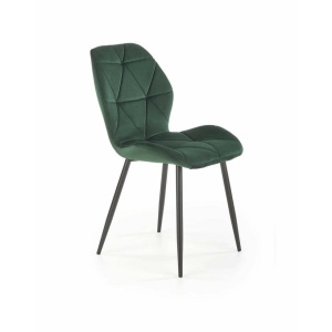 SCAUN DINING K453, VERDE INCHIS/NEGRU, CU TAPITERIE DIN CATIFEA SI PICIOARE DIN METAL, STIL MODERN - Img 1