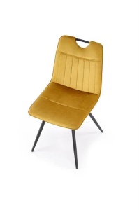 SCAUN DINING K521, GALBEN MUSTAR/NEGRU, CU TAPITERIE DIN CATIFEA SI PICIOARE DIN METAL, STIL MODERN - Img 2