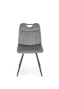 SCAUN DINING K521, GRI/NEGRU, CU TAPITERIE DIN CATIFEA SI PICIOARE DIN METAL, STIL MODERN - Img 5