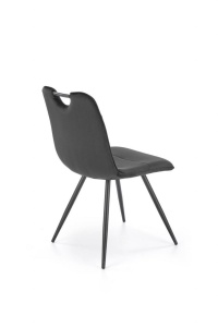 SCAUN DINING K521, NEGRU/NEGRU, CU TAPITERIE DIN CATIFEA SI PICIOARE DIN METAL, STIL MODERN - Img 3