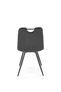 SCAUN DINING K521, NEGRU/NEGRU, CU TAPITERIE DIN CATIFEA SI PICIOARE DIN METAL, STIL MODERN - Img 7