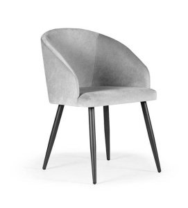 SCAUN DINING KORFU, GRI/NEGRU, TAPITERIE DIN CATIFEA SI PICIOARE DIN METAL, STIL MODERN