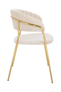 SCAUN DINING LAYLA, BEJ/AURIU, STIL MODERN, CATIFEA SI METAL - Img 2