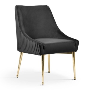 SCAUN DINING LEON, NEGRU/AURIU, TAPITERIE DIN CATIFEA SI PICIOARE DIN METAL, STIL MODERN, ATR