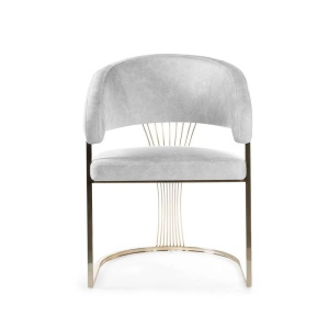 SCAUN DINING MARCILLE 3, GRI/AURIU, TAPITERIE DIN CATIFEA SI PICIOARE DIN METAL, STIL MODERN - Img 2