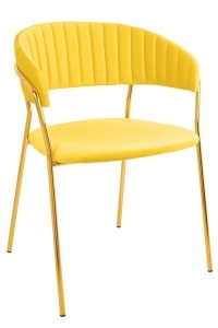 SCAUN DINING MARGO GALBEN, CU TAPITERIE DIN CATIFEA, STIL MODERN