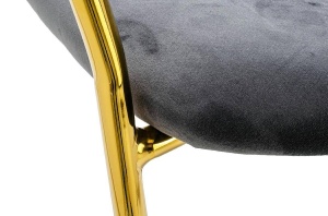 SCAUN DINING MARGO, GRI INCHIS/AURIU, DIN CATIFEA SI METAL, STIL MODERN - Img 7