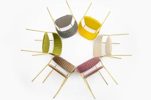SCAUN DINING MARGO, KHAKI/AURIU, DIN CATIFEA SI METAL, STIL MODERN - Img 2