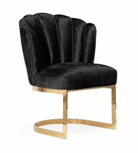 SCAUN DINING MONALIZA, NEGRU/AURIU, STIL MODERN, CONFECTIONAT DIN METAL SI TEXTIL