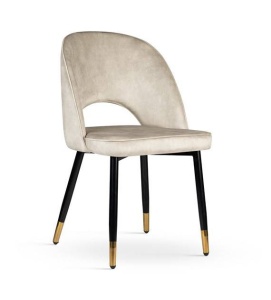 SCAUN DINING NOVAR, CREM/NEGRU/AURIU, TAPITERIE DIN CATIFEA SI PICIOARE DIN METAL, STIL MODERN, ATR