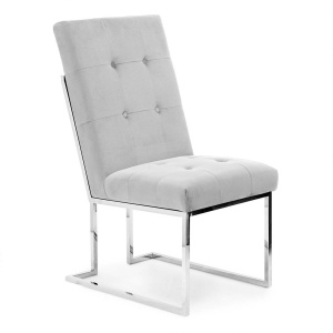 SCAUN DINING PIERRE, GRI/CROM, TAPITERIE DIN STOFA FINA SI PICIOARE DIN METAL, STIL MODERN