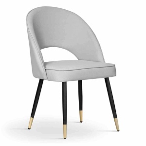 SCAUN DINING PONTE, GRI/NEGRU/AURIU, TAPITERIE DIN CATIFEA SI PICIOARE DIN METAL,STIL MODERN