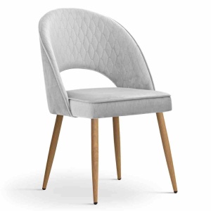 SCAUN DINING PONTE MATLASAT, ARGINTIU/STEJAR, STIL MODERN