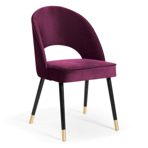 Scaun dining PONTE PLUS, bordo/auriu/negru, cu tapiterie din catifea