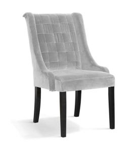 SCAUN DINING PRINCE, GRI/NEGRU, TAPITERIE DIN CATIFEA SI PICIOARE DIN LEMN, STIL MODERN