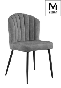 SCAUN DINING RANGO, GRI INCHIS/NEGRU, CU TAPITERIE DIN CATIFEA, STIL MODERN