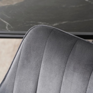 SCAUN DINING ROTATIV, ARTIM MEBLE, REALIZAT DIN METAL SI CATIFEA, CULOARE NEGRU/GRI, STIL MODERN - Img 5
