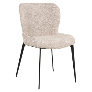 SCAUN DINING SERGIO NATURAL LINEAR, 214156, CONFECTIONAT DIN POLIESTER, METAL SI SPUMA, BEJ/NEGRU, STIL MODERN