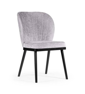 SCAUN DINING SHELLY PRO, GRI/NEGRU, TAPITERIE DIN STOFA FINA SI PICIOARE DIN LEMN, STIL MODERN