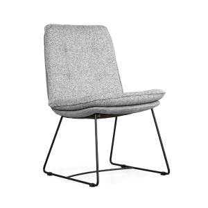 SCAUN DINING SOFI, GRI/NEGRU, TAPITERIE DIN STOFA SI PICIOARE DIN METAL, STIL MODERN
