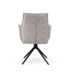 SCAUN DINING SOPHIA, BEJ/NEGRU, TAPITERIE DIN STOFA SI PIELE ECOLOGICA SI PICIOARE DIN METAL, STIL MODERN - Img 3