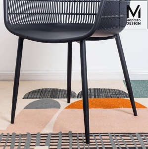 SCAUN DINING/TERASA BASKET ARM, NEGRU, DIN POLIPROPILENA SI METAL, STIL MODERN B2 - Img 3