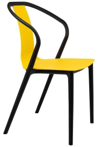 SCAUN DINING/TERASA VINCENT, GALBEN/NEGRU, DIN POLIPROPILENA, STIL MODERN B2 - Img 1