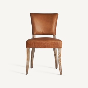 SCAUN DINING TOLLA, MARO, CU BRATE, CONFECTIONAT DIN LEMN DE MESTEACAN SI PIELE, STIL MODERN