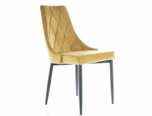 SCAUN DINING TRIX B, CURRY BLUVEL 68/NEGRU MAT, TAPITERIE DIN CATIFEA SI PICIOARE DIN METAL, STIL MODERN - Img 6