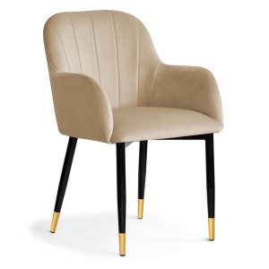 SCAUN DINING TULIP, BEJ/NEGRU/AURIU, STIL MODERN