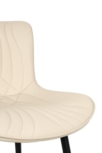 SCAUN DINING VELA BEJ/NEGRU, CONFECTIONAT DIN PIELE ECOLOGICA SI METAL, STIL MODERN - Img 4