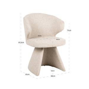 SCAUN DINING ZENITH BISCOTTI, 214162, CONFECTIONAT DIN POLIESTER, METAL SI SPUMA, BEJ, STIL MODERN - Img 6