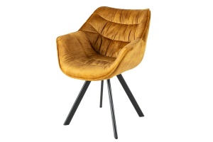 SCAUN, DUTCH COMFORT, DIN METAL SI CATIFEA GALBEN MUSTAR, DESIGN MODERN