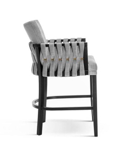 SCAUN ELIS, GRI/NEGRU/AURIU, TAPITERIE DIN STOFA SI PICIOARE DIN LEMN, STIL MODERN - Img 4