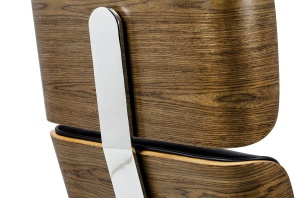 SCAUN EXCLUSIVIST CU TABURET, LOUNGE BUSINESS, NEGRU/NUC, PIELE NATURALA SI LEMN DE NUC, STIL MODERN, B2 - Img 6