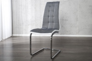 SCAUN LONDON II ALB/GRI 22983 CU TAPITERIE DIN TEXTIL DESIGN MODERN - Img 1