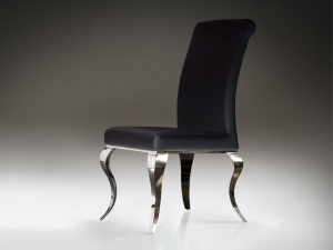 SCAUN NEGRU/CROM, BARROQUE 792572, DIN METAL SI PIELE ECOLOGICA, DESIGN CLASIC SCHULLER