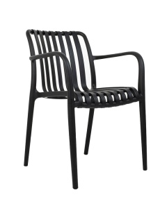 SCAUN PENTRU EXTERIOR/INTERIOR STRIPS, NEGRU, DIN POLIPROPILENA, STIL MODERN MINIMALIST