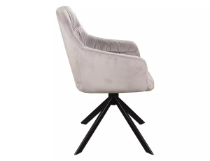 SCAUN PIVOTANT ASTORIA II, GRI DESCHIS BLUVEL 03/NEGRU MAT, TAPITERIE DIN CATIFEA SI PICIOARE DIN METAL, STIL MODERN - Img 2