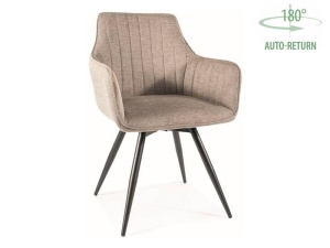 SCAUN PIVOTANT BALLO, BEJ 34/NEGRU MAT, TAPITERIE DIN STOFA BREGO SI PICIOARE DIN METAL, STIL MODERN - Img 1