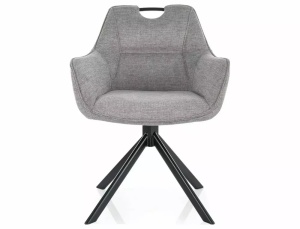 SCAUN PIVOTANT REMO, GRI 07/NEGRU MAT, TAPITERIE DIN STOFA BREGO SI PICIOARE DIN METAL, STIL MODERN - Img 2