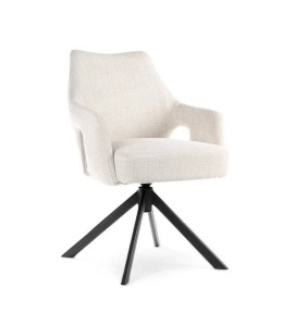 SCAUN PIVOTANT VESPER, CREM/NEGRU, TAPITERIE DIN STOFA SI PICIOARE DIN METAL, STIL MODERN