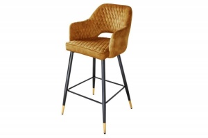 SET 2 SCAUNE BAR, PARIS, CATIFEA GALBEN MUSTAR, COD 41516, STIL RETRO - Img 5