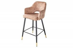 SET 2 SCAUNE BAR, PARIS, CATIFEA GRI/BEIGE, COD 41515, STIL RETRO - Img 5