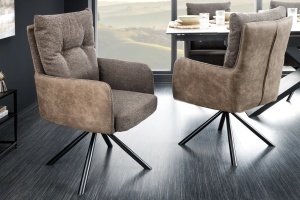 SET 2 SCAUNE, BIG GEORGE, ROTATIVE, MATERIAL TEXTIL, MICROFIBRA, CADRUL METAL, ARTIM GROUP SELECTION