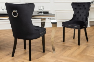 SET 2 SCAUNE, CASTLE CU MANER, DIN CATIFEA DE CULOARE NEAGRA SI LEMN, ARTIM GROUP SELECTION
