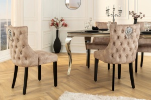SET 2 SCAUNE, CASTLE DE LUX, CATIFEA DE CULOARE BEJ SI LEMN, ARTIM GROUP SELECTION