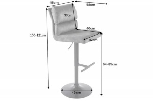 SET 2 SCAUNE DE BAR, COMFORT MARO, MICROFIBRA SI METAL, COD 43651, DESIGN INDUSTRIAL - Img 1
